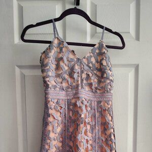 XS Elliatt Lilac & Nude Lace Eyelet Midi Tingle Dress
